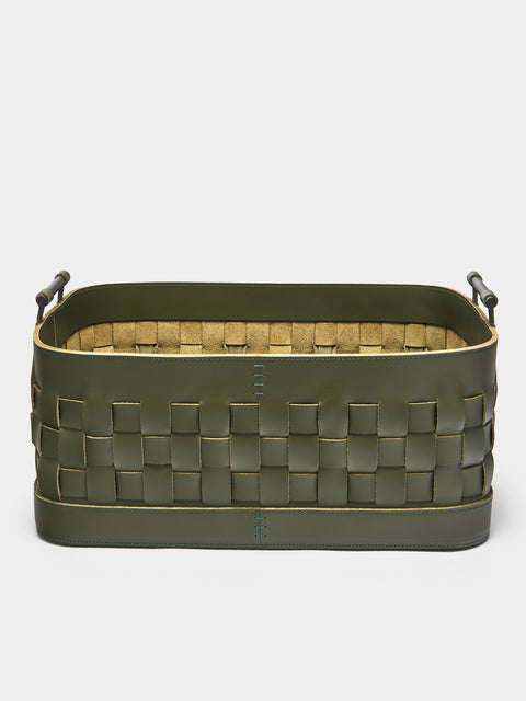 Rabitti 1969 - Ravenna Woven Leather Rectangular Basket - Green - ABASK - 