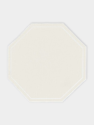 La Gallina Matta - Octagon Linen Placemats (Set of 4) - White - ABASK - 