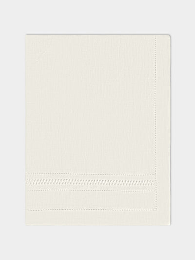 Volga Linen - Diamond-Stitch Linen Large Rectangular Tablecloth - White - ABASK - 