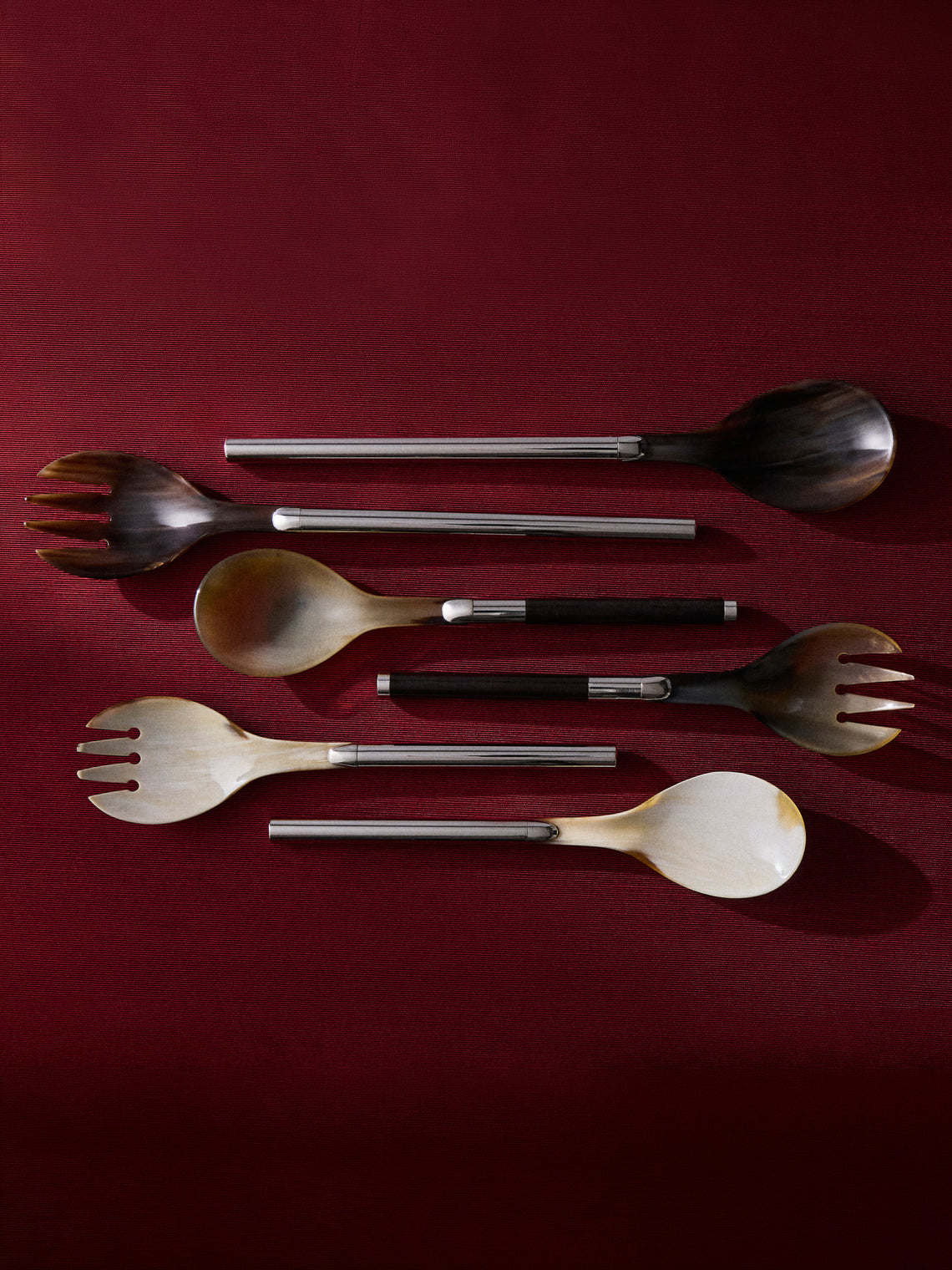| Set of 2 | 1979 Afra and Tobia Scarpa Sterling Silver and Horn Salad Servers