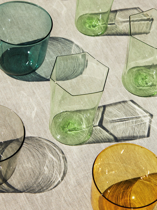 Yali Glass - Venexia Hand-Blown Murano Glass Medium Highballs (Set of 2) - Green - ABASK