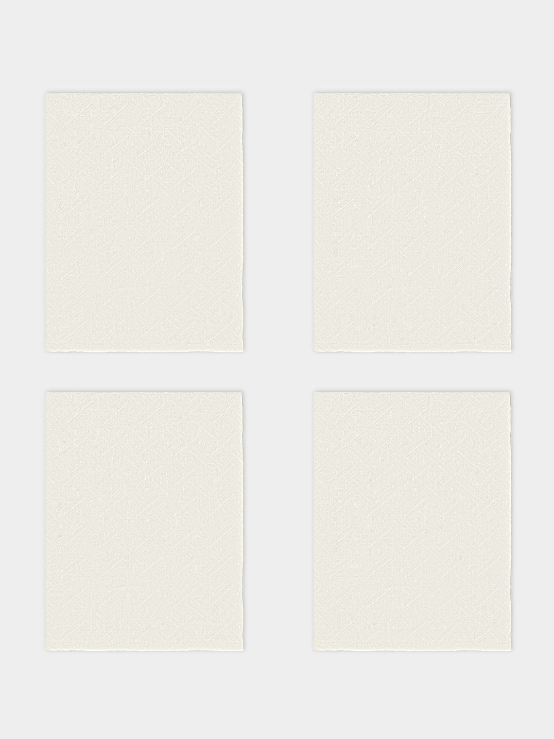Volga Linen - Damask Linen Hand Towels (Set of 4) - Ivory - ABASK - 
