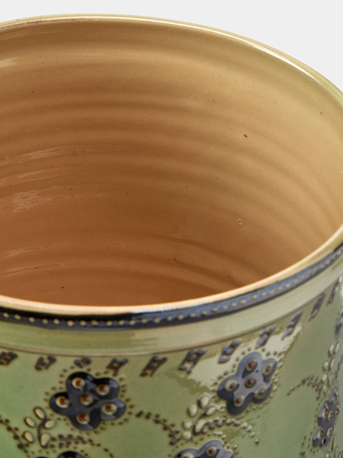 Poterie d’Évires - Flowers Hand-Painted Ceramic Large Lidded Pot - Green - ABASK