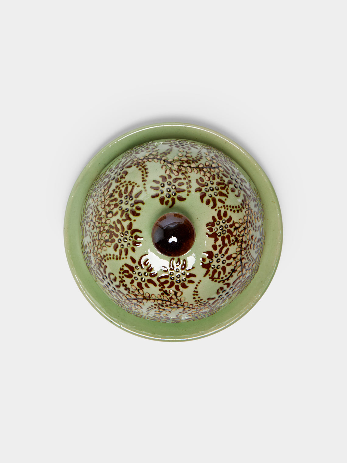 Poterie d’Évires - Flowers Hand-Painted Ceramic Small Butter Dish -  - ABASK