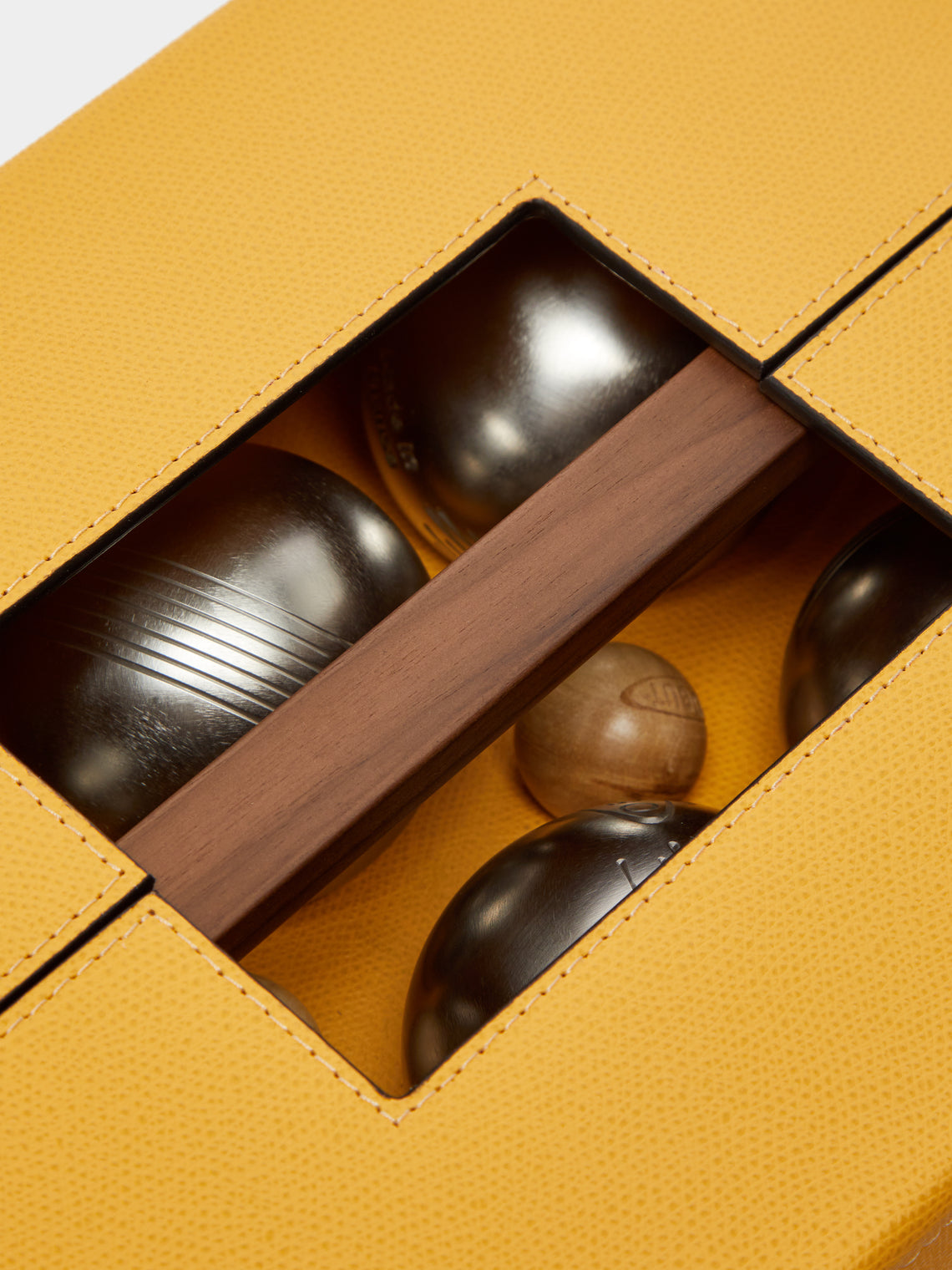 Giobagnara - Leather Outdoor Boules Set - Yellow - ABASK