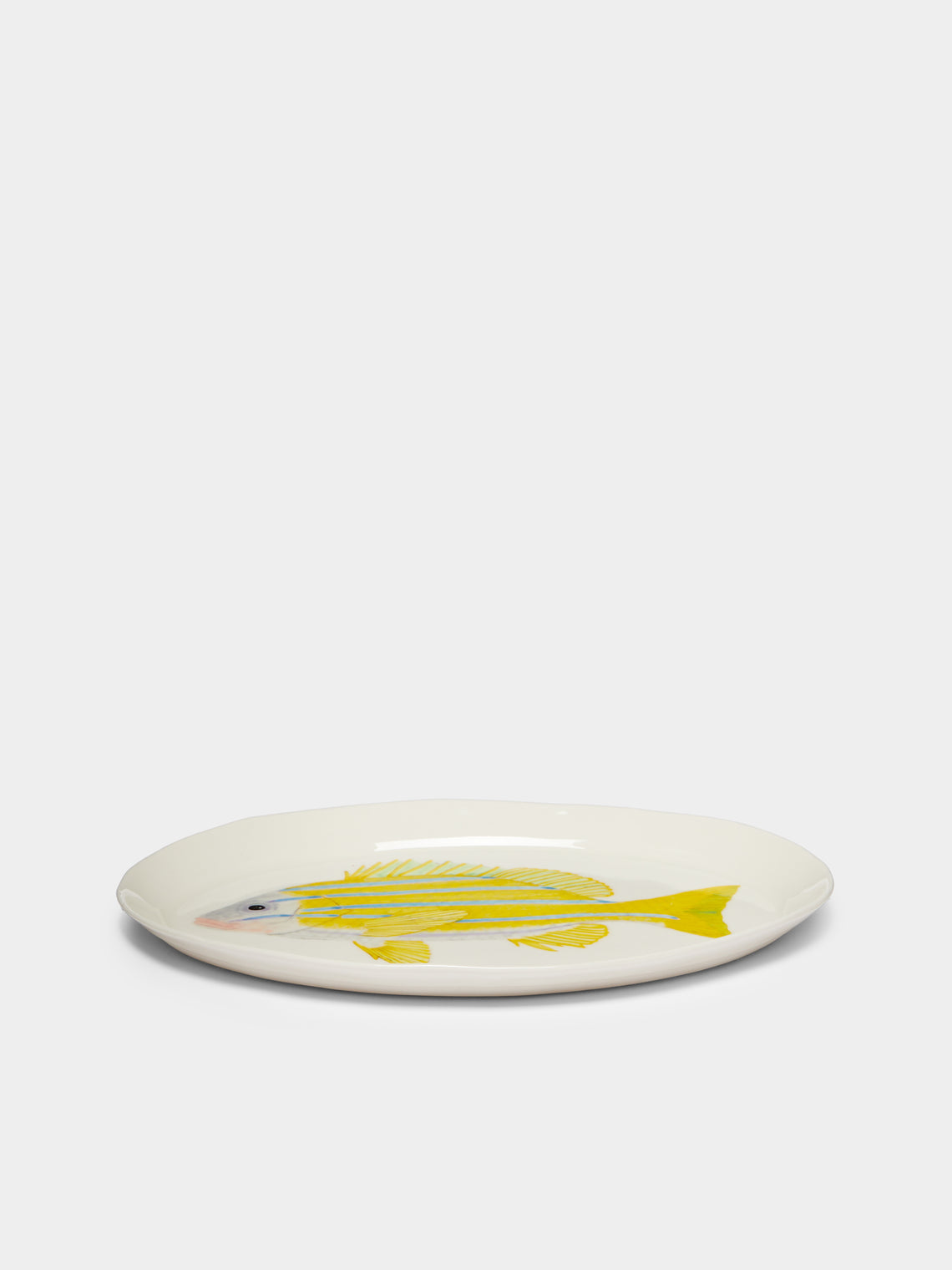 Casa Adams - Bluestripe Snapper Hand-Painted Porcelain Serving Platter -  - ABASK