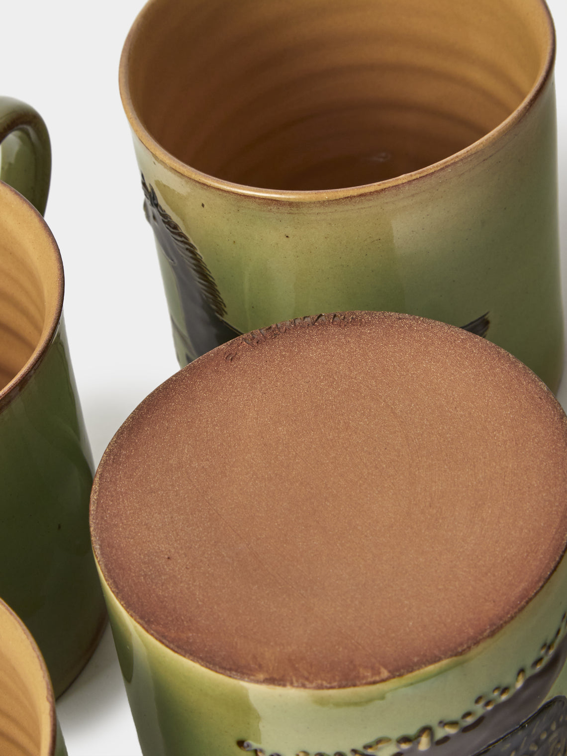 Poterie d’Évires - Animals Hand-Painted Ceramic Mugs (Set of 4) - Green - ABASK
