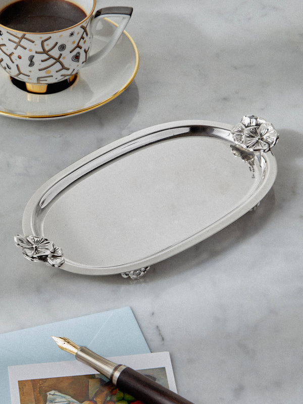 Antique and Vintage - 1970s Oval Tray - Silver - ABASK