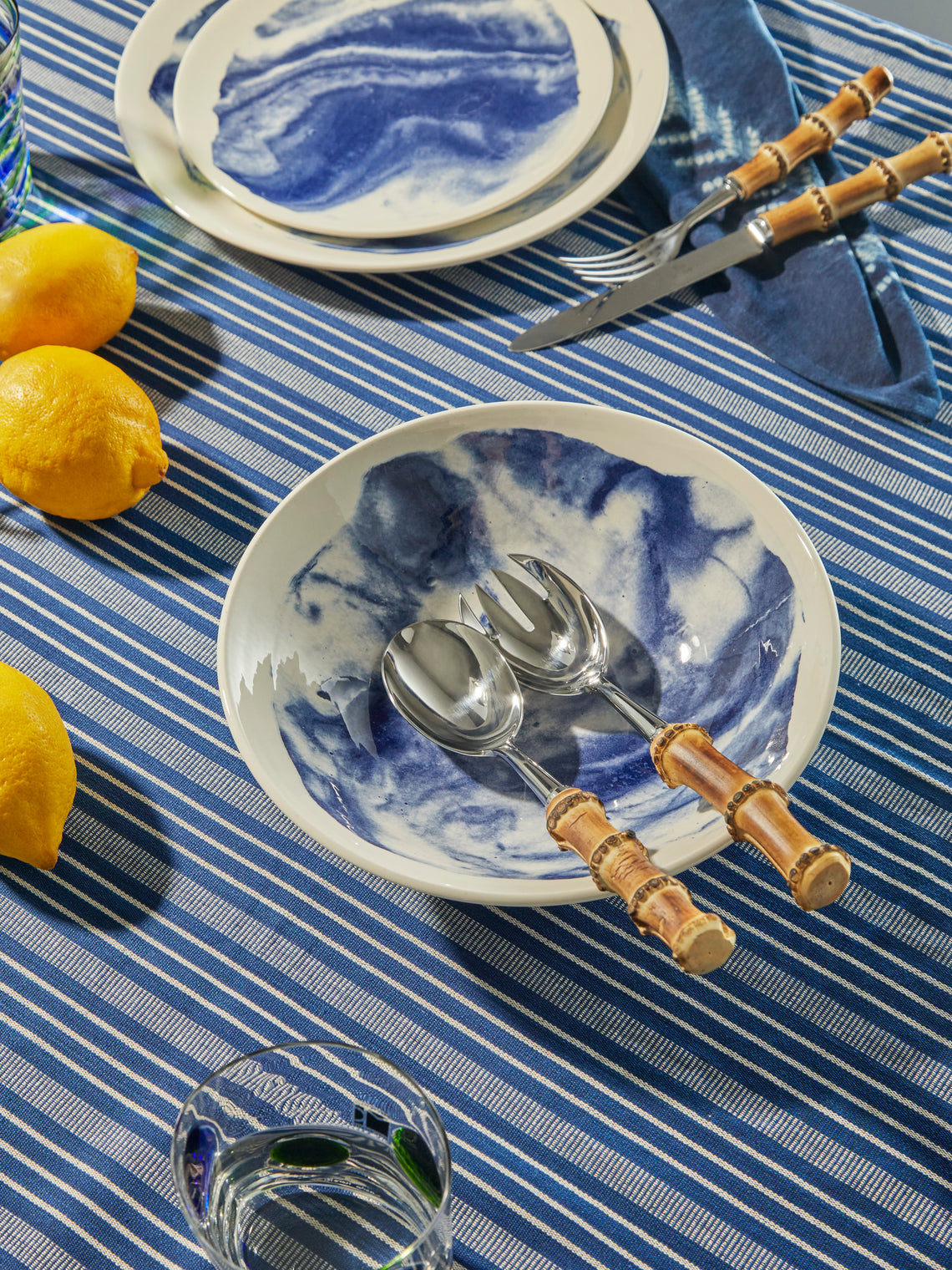 1882 Ltd. - Indigo Storm Ceramic Medium Serving Bowl -  - ABASK