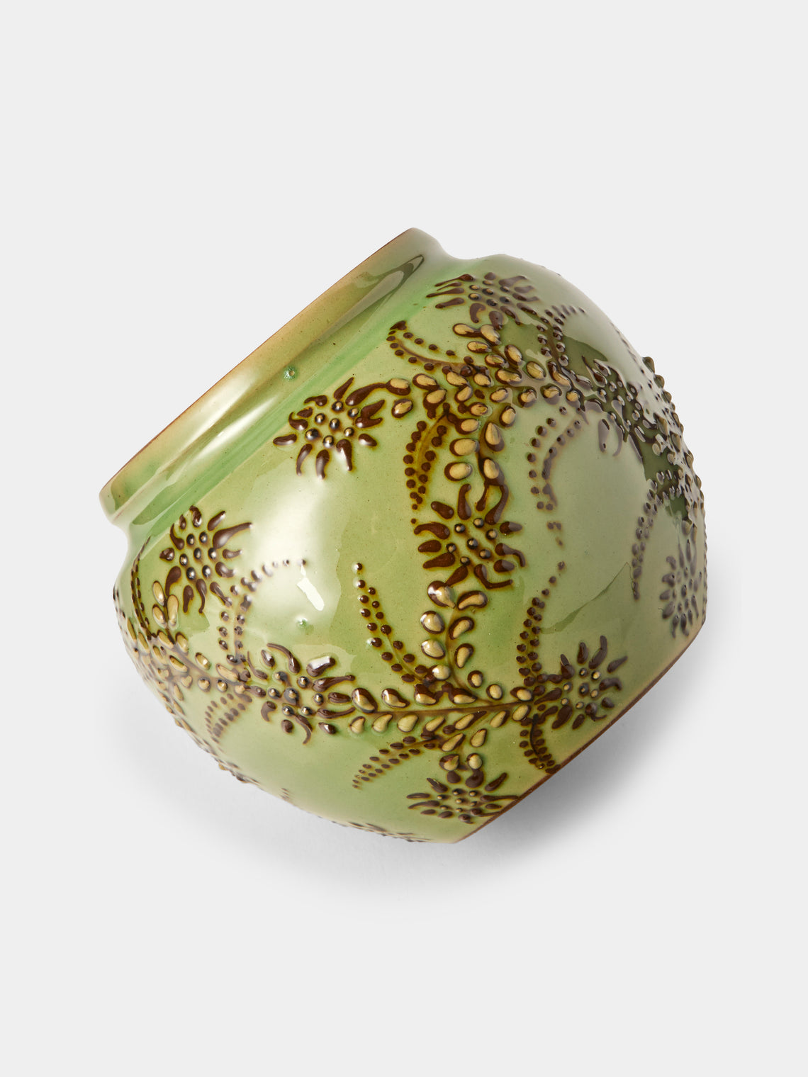 Poterie d’Évires - Flowers Hand-Painted Ceramic Vase (6.5in/17cm) - Green - ABASK