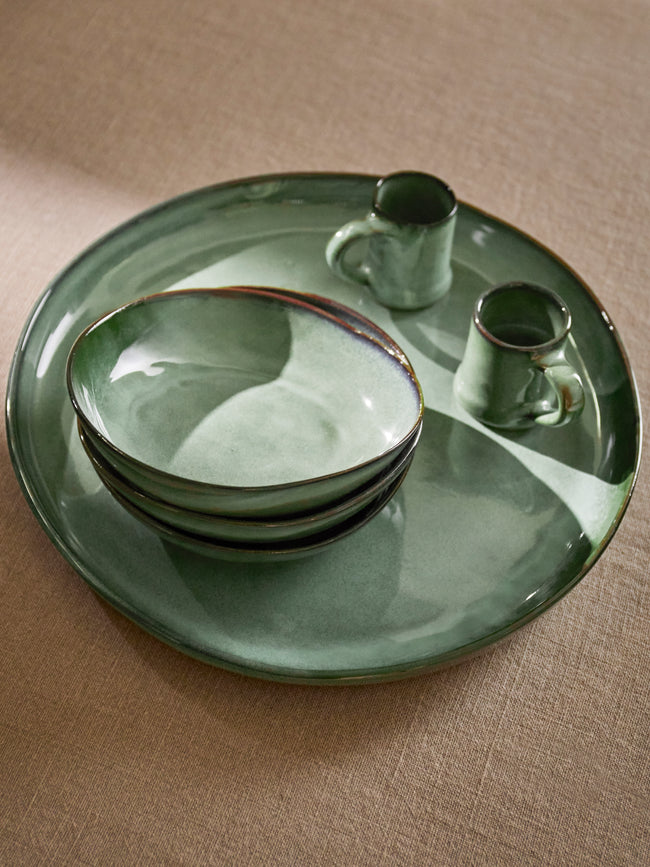 Mervyn Gers Ceramics - Hand-Glazed Ceramic Round Platter - Green - ABASK