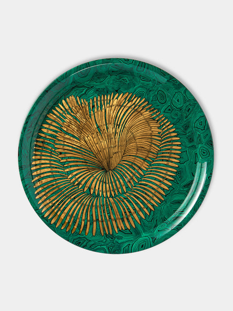Fornasetti - Madrepora Wood Round Tray - Green - ABASK - 