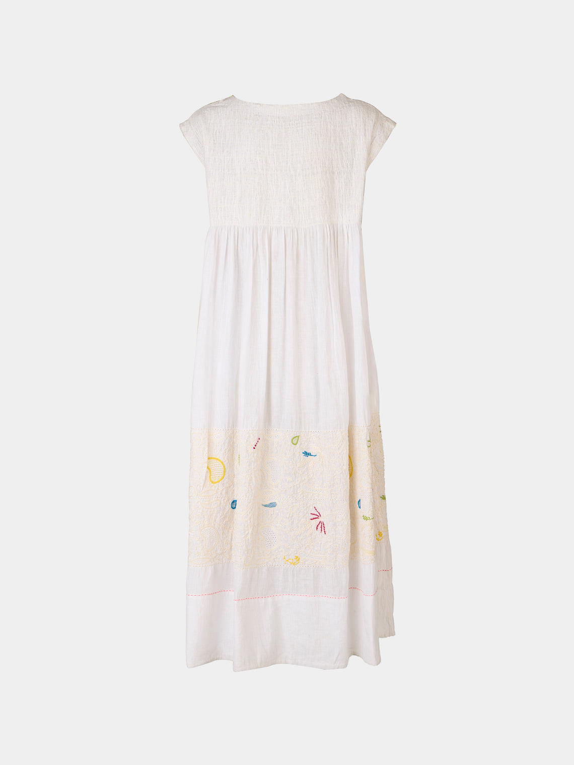 Injiri - Amber 33 Hand-Loomed Cotton Dress | Size: S - White - ABASK