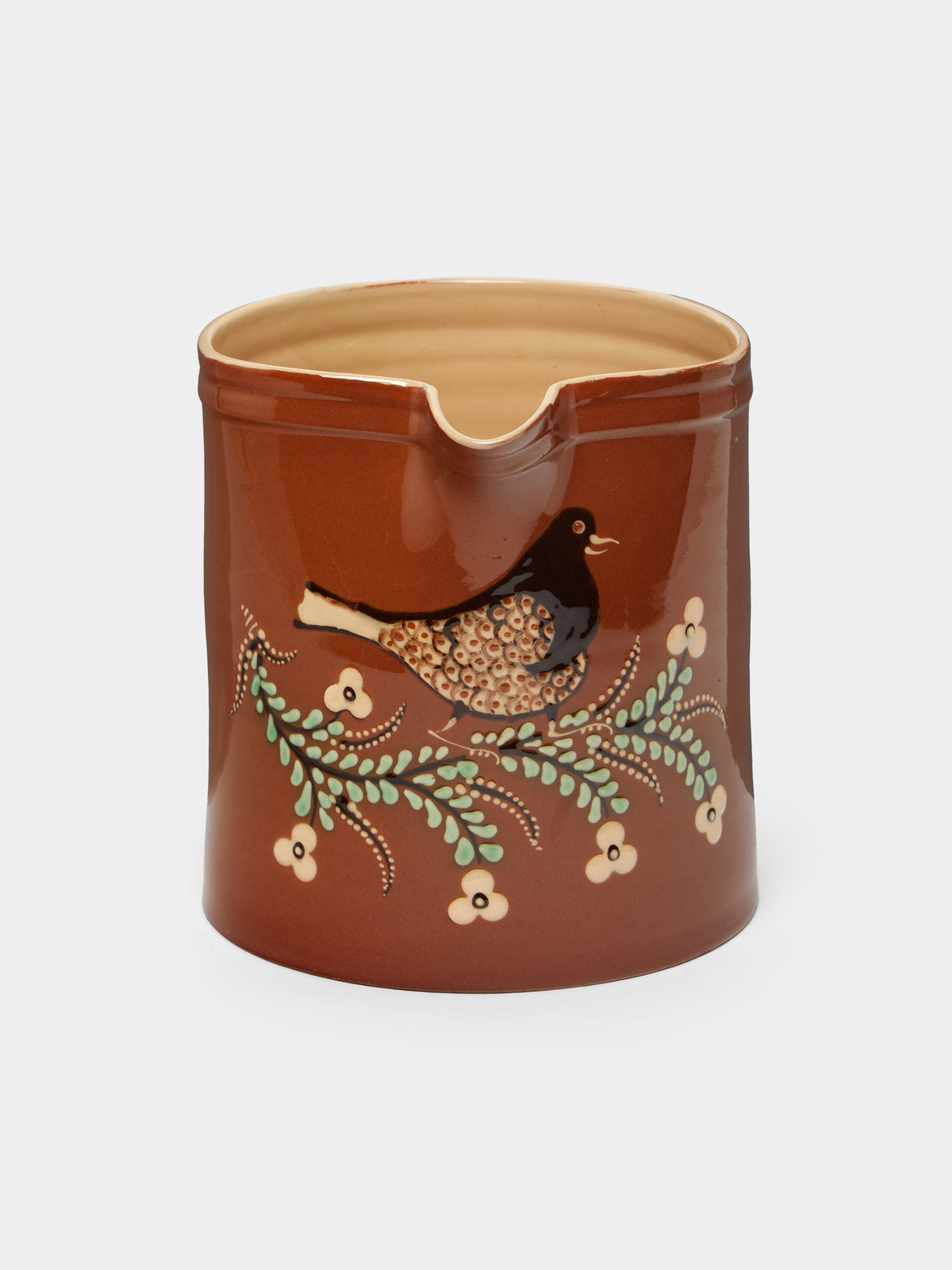 Poterie d’Évires - Birds Hand-Painted Ceramic Straight-Edge Jug -  - ABASK