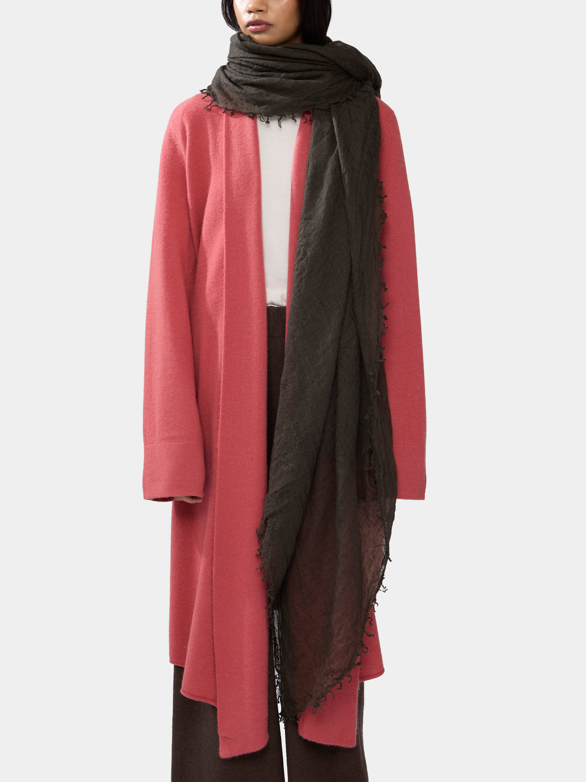 Frenckenberger - Woven Cashmere Medium Scarf - Dark brown - ABASK