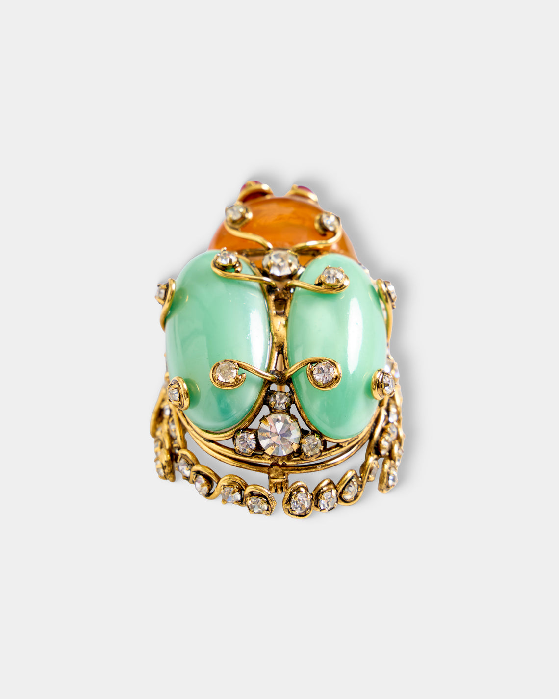 Mahnaz Collection - Women's Vintage 1990 Iradj Moini Yellow Gold and Crystal Brooch Pendant - Multiple - ABASK