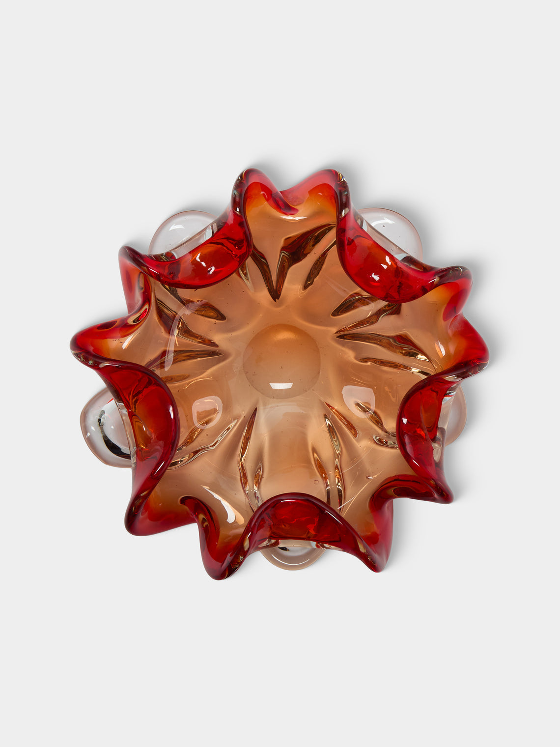 Antique and Vintage - Mid-Century Crystal Ashtray - Red - ABASK