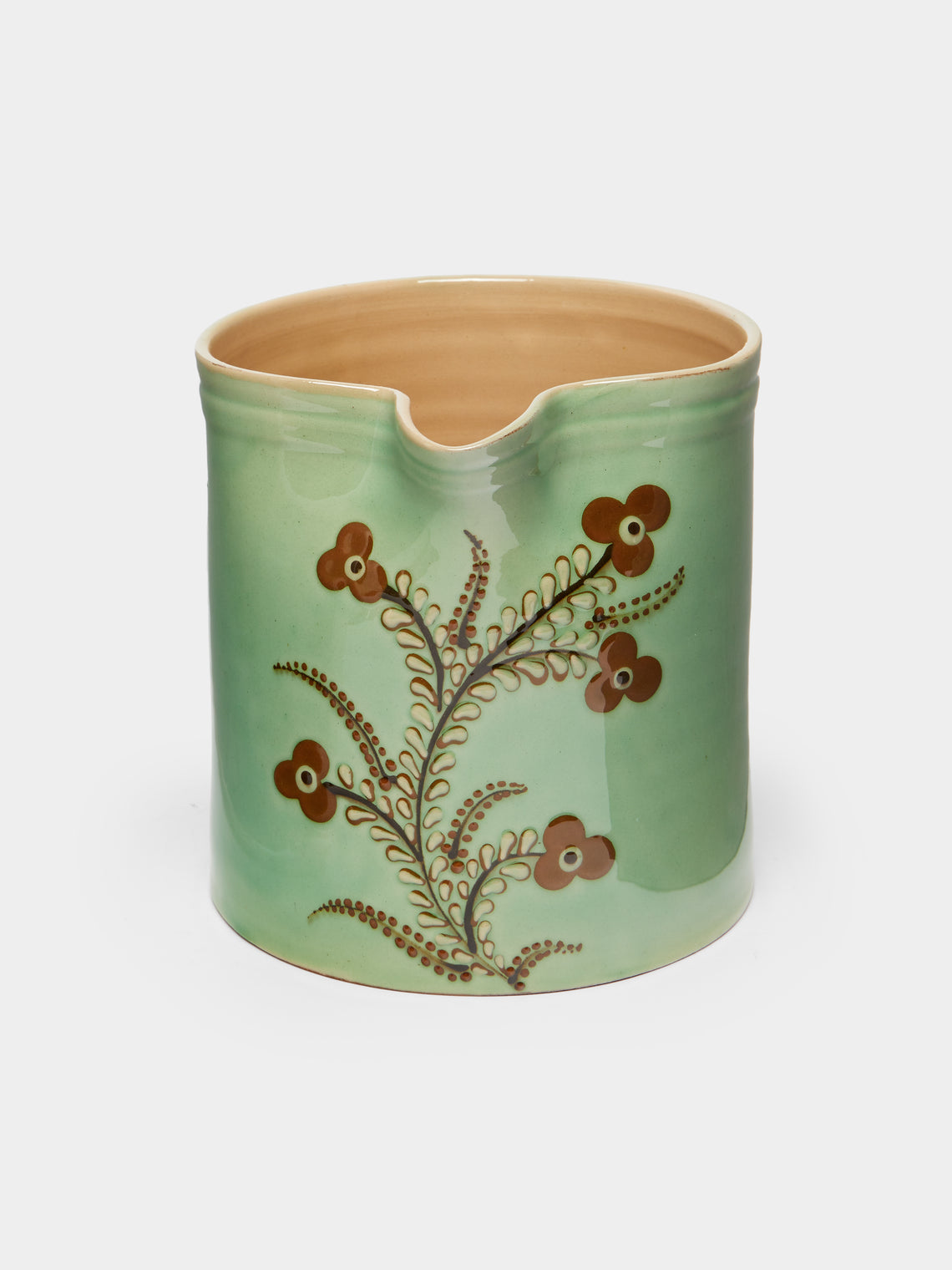 Poterie d’Évires - Flowers Hand-Painted Ceramic Straight-Edge Jug -  - ABASK