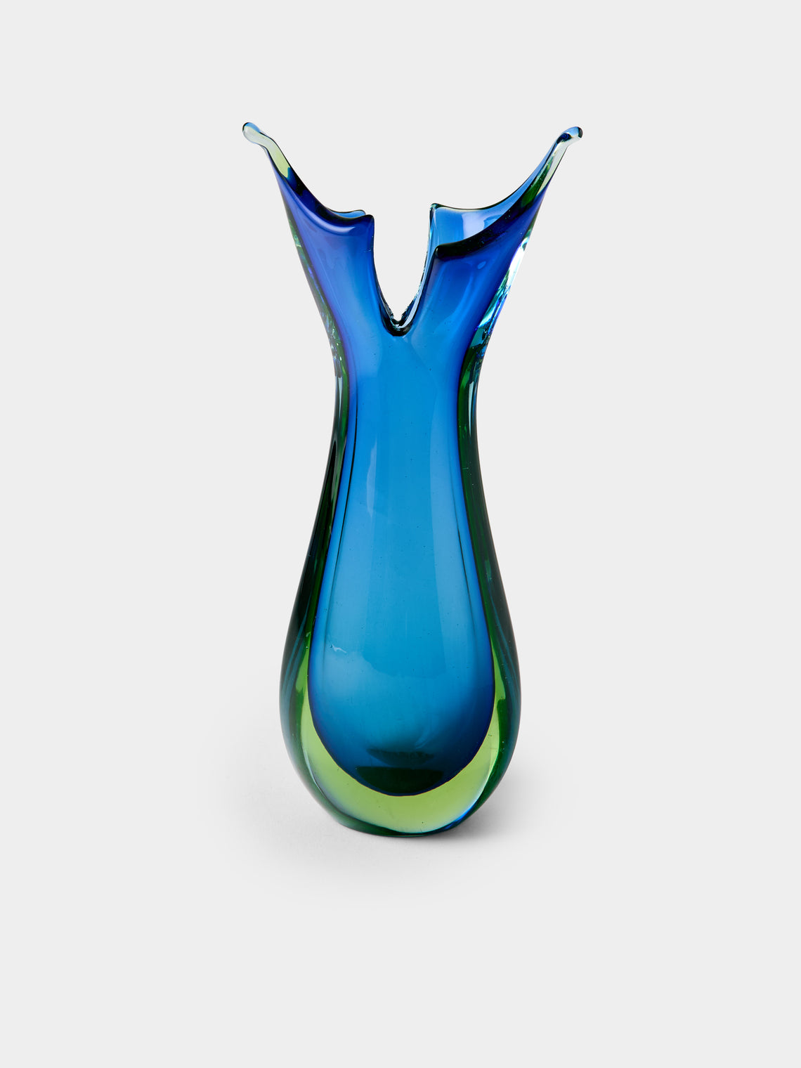 Antique and Vintage - Mid Century Crystal Vase - Blue - ABASK - 