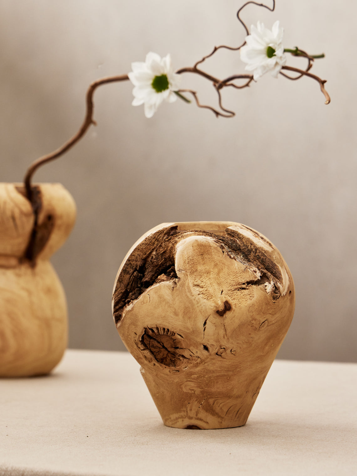 Thursday Furniture - Hand-Turned Fig Vase (6.5in/17cm) - Natural - ABASK