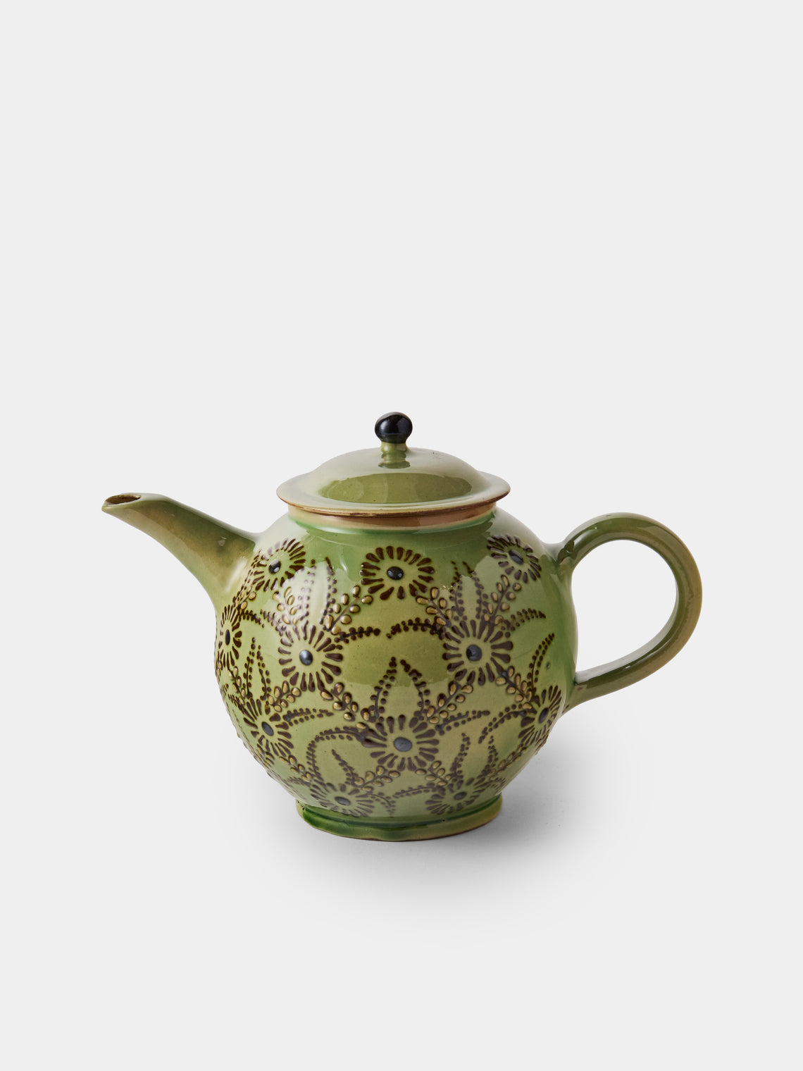 Poterie d’Évires - Flowers Hand-Painted Ceramic Small Teapot - Green - ABASK - 