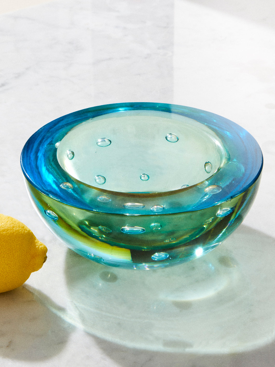Antique and Vintage - 1970s Seguso Bullicante Glass Bowl - Blue - ABASK