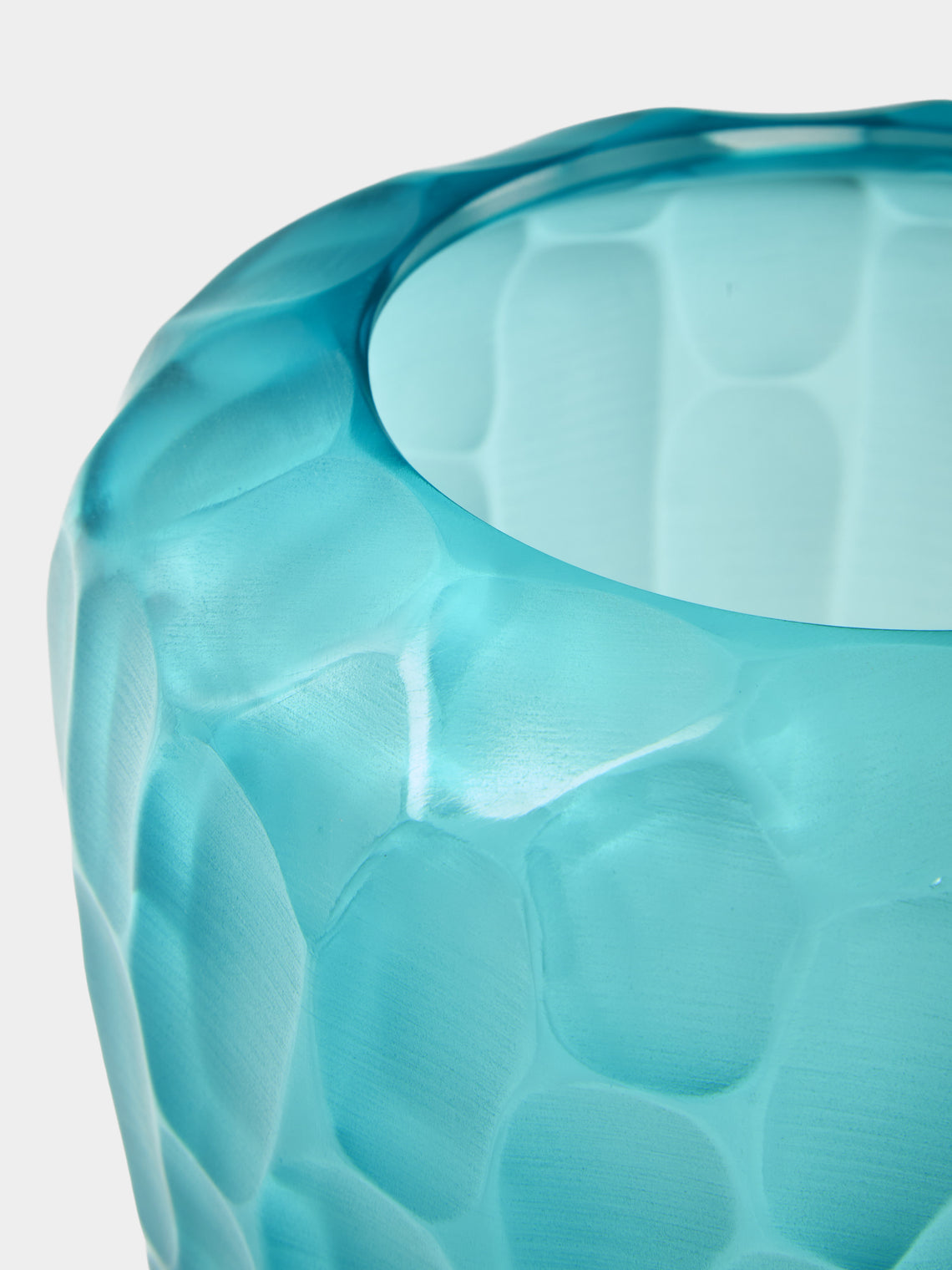 Micheluzzi Glass - Goccia Acqua Bamboo Hand-Blown Murano Glass Vase (9in/23cm) - Blue - ABASK