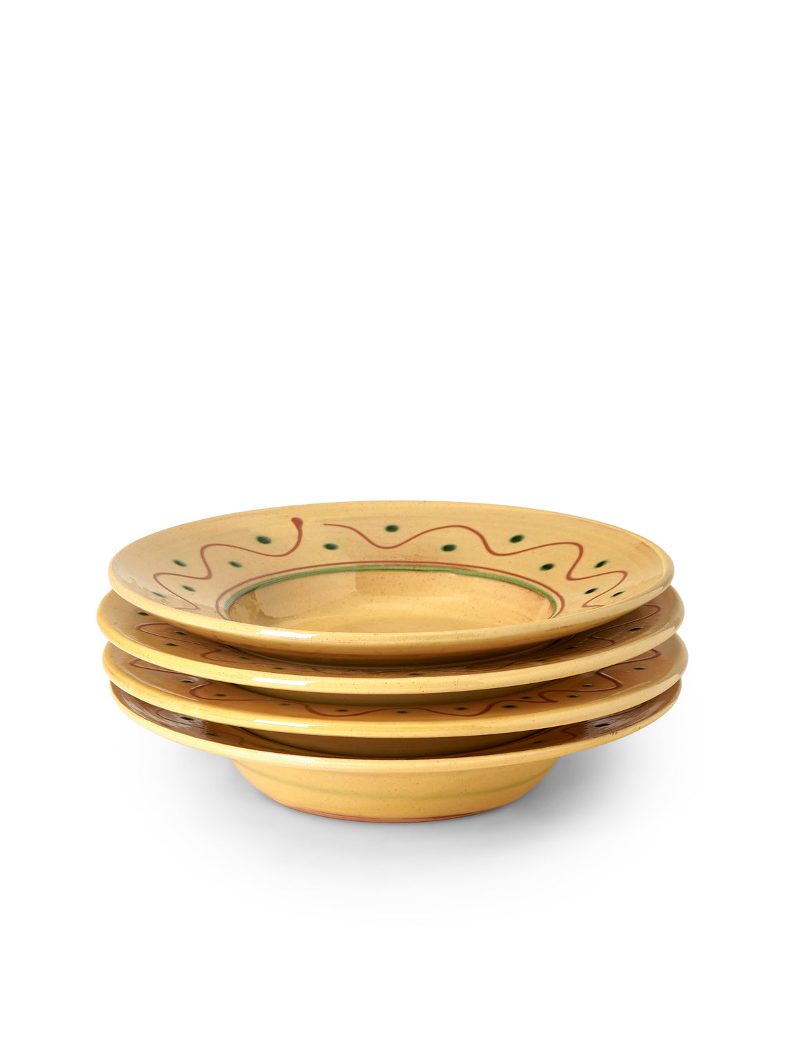 Poterie de Cliousclat - Hand-Painted Slipware Pasta Bowls (Set of 4) - Beige - ABASK
