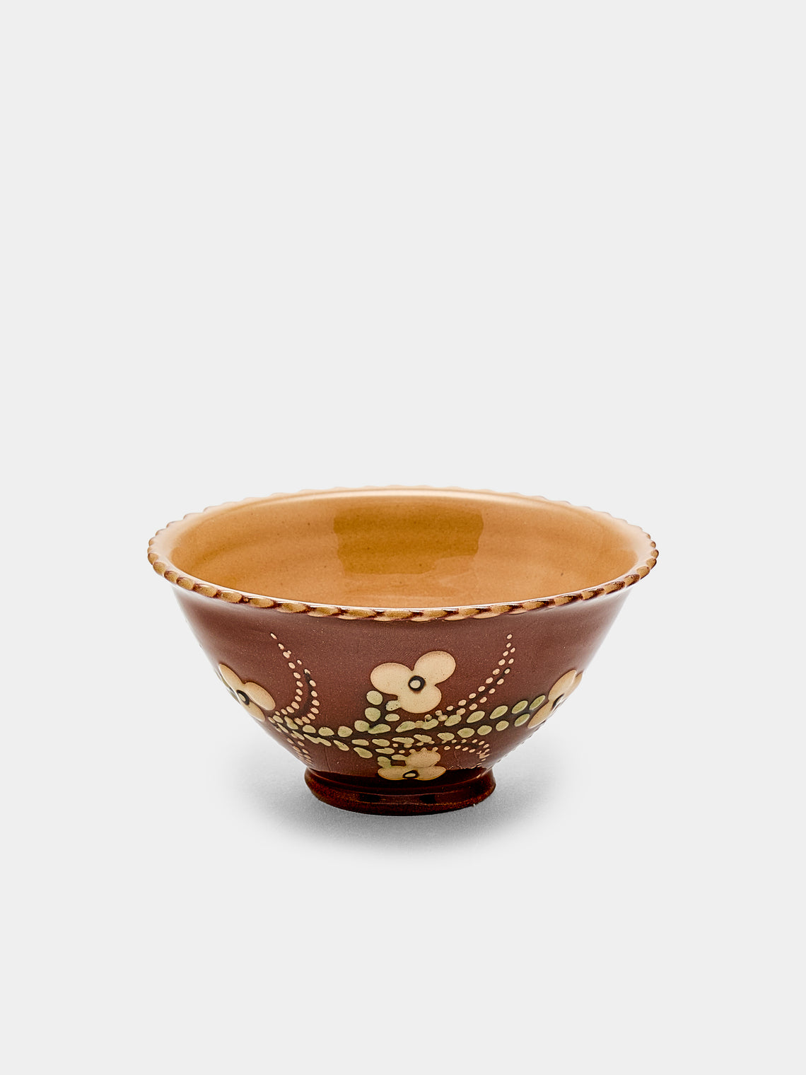 Poterie d’Évires - Flowers Hand-Painted Ceramic Small Fluted Bowls (Set of 8) - Light brown - ABASK