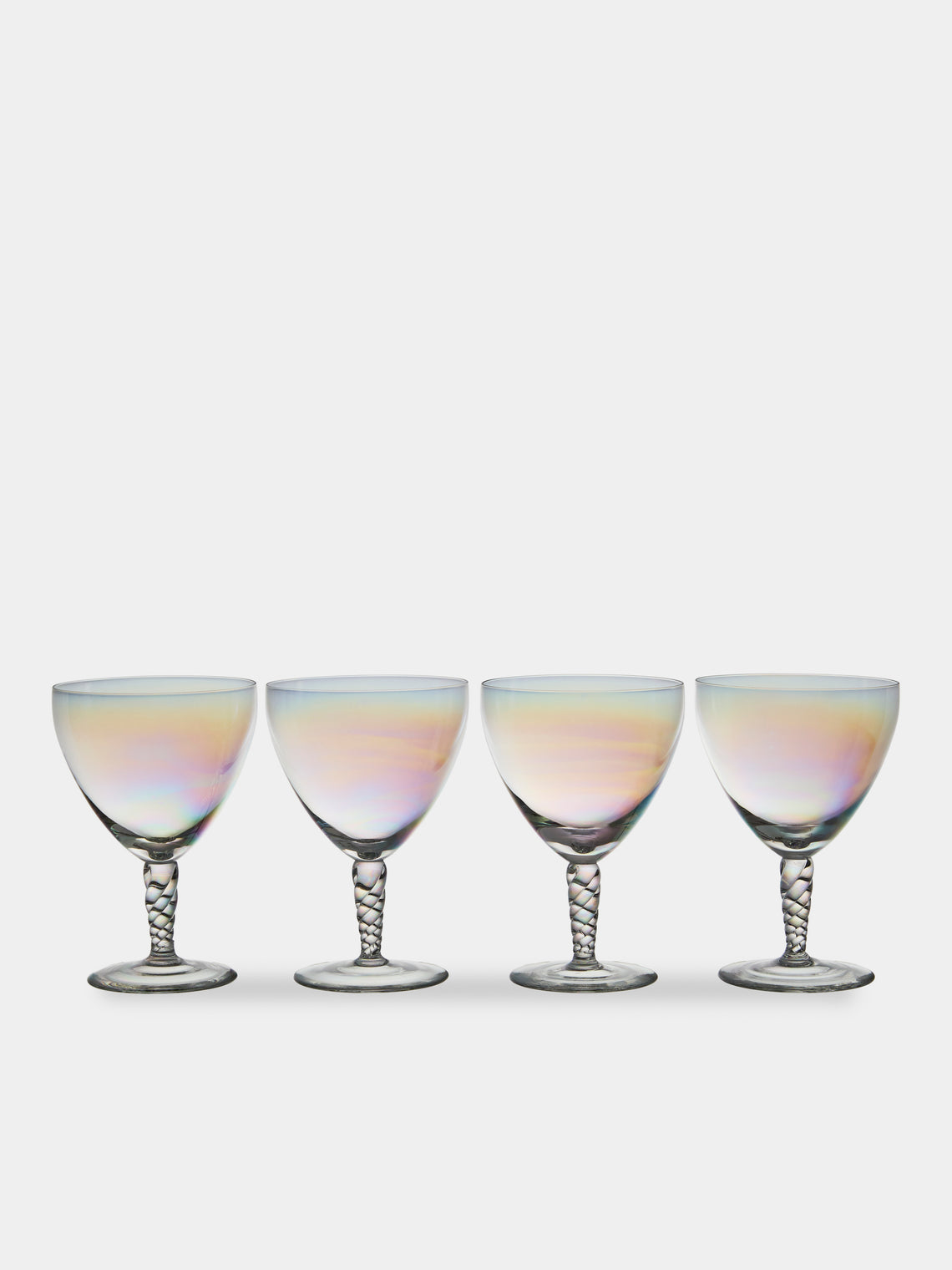 Antique and Vintage - 1950s Pearlescent White Wine Glasses (Set of 6) - Clear - ABASK