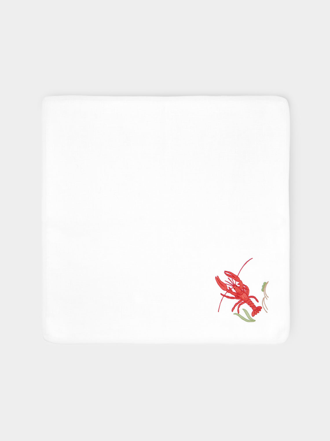 Loretta Caponi - Lobster Hand-Embroidered Linen Napkins (Set of 2) -  - ABASK