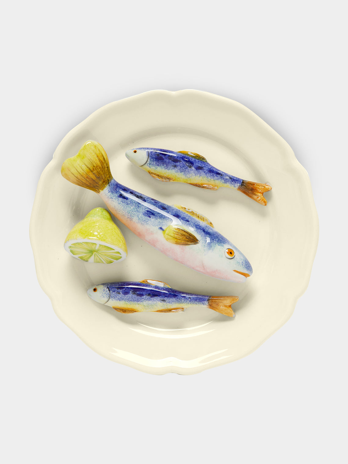 Este Ceramiche - Fish and Lemon Hand-Painted Ceramic Trompe-L'oeil Box -  - ABASK