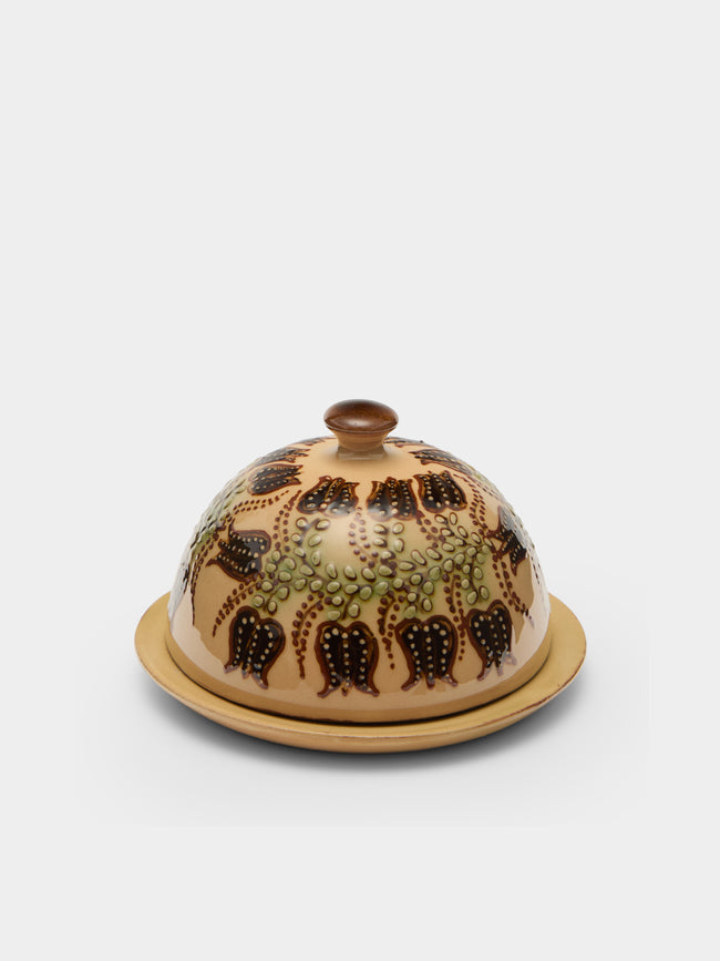 Poterie d’Évires - Flowers Hand-Painted Ceramic Small Lidded Butter Dish - Cream - ABASK - 