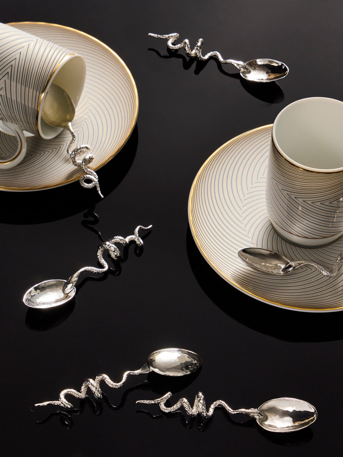 Pampaloni - Snake Silver-Plated Small Spoons (Set of 6) - Silver - ABASK
