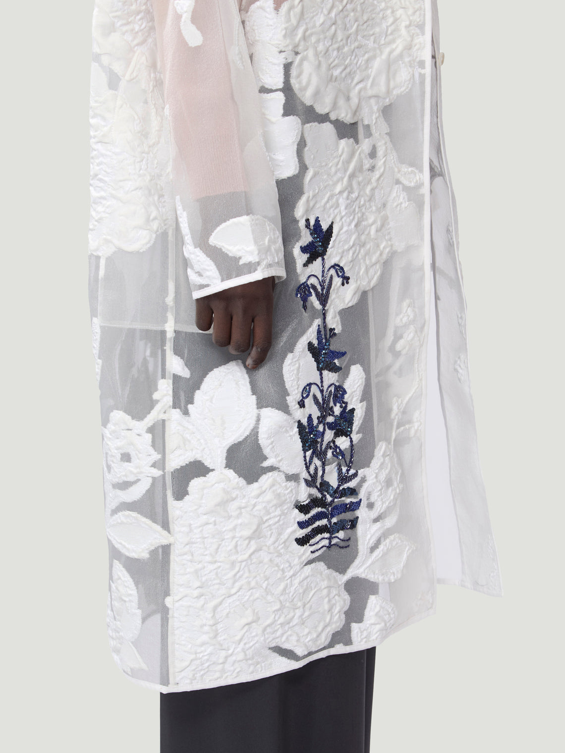 Nazzy Beglari - Organza Embroidered Silk Robe - White - ABASK