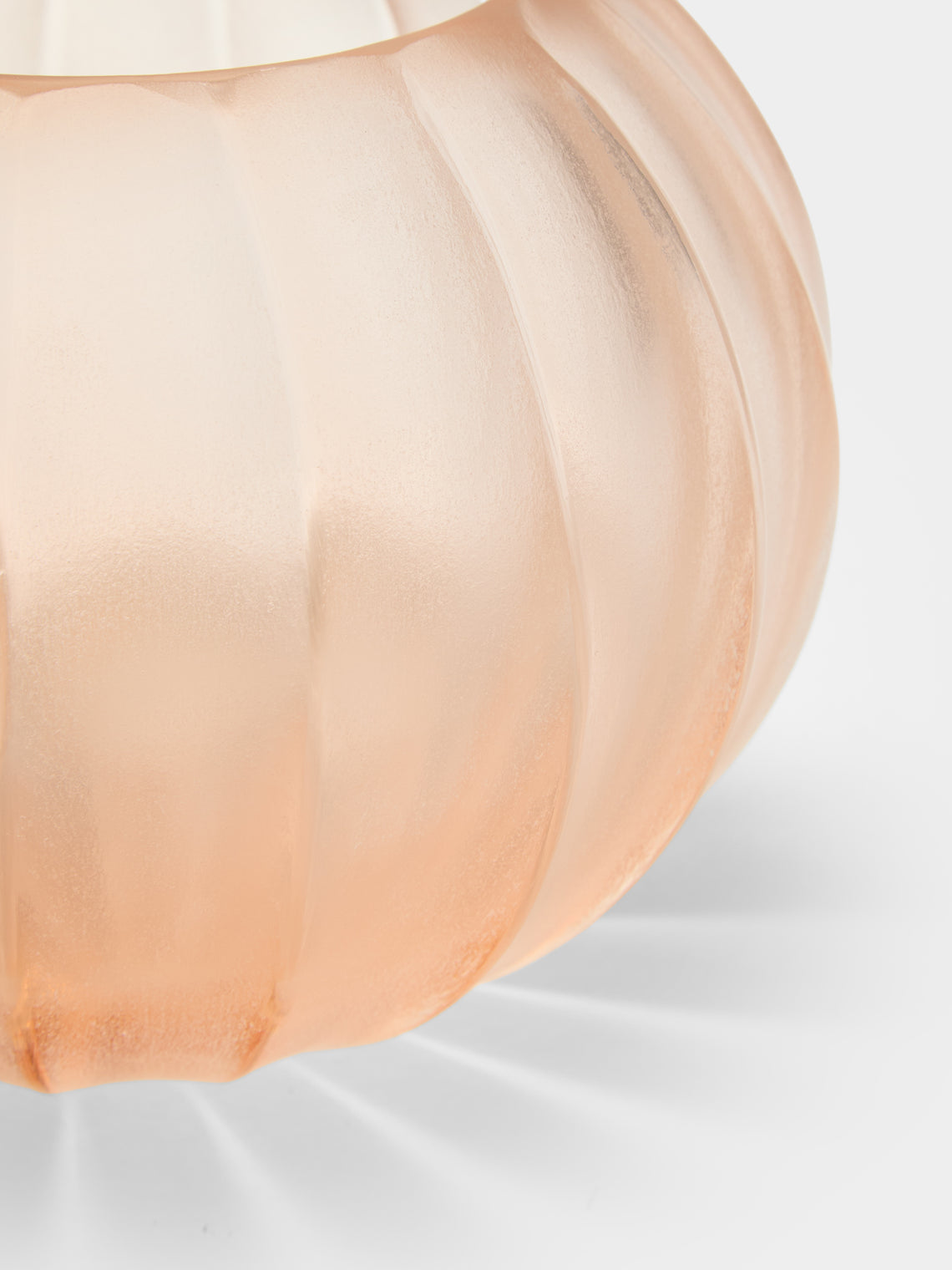 Micheluzzi Glass - Bocia Rose Coste Hand-Blown Murano Glass Vase (6in/16cm) - Pink - ABASK