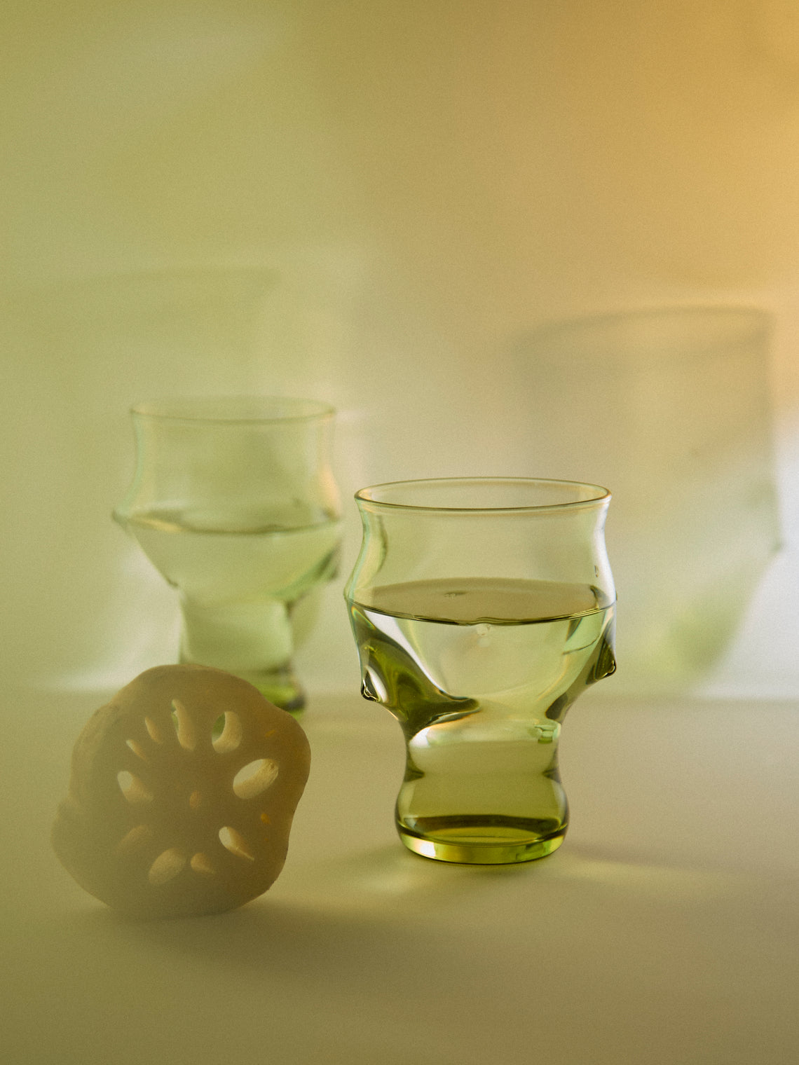 Nijima Glassworks - Hand-Blown Volcanic Glass Tumblers (Set of 2) - Green - ABASK