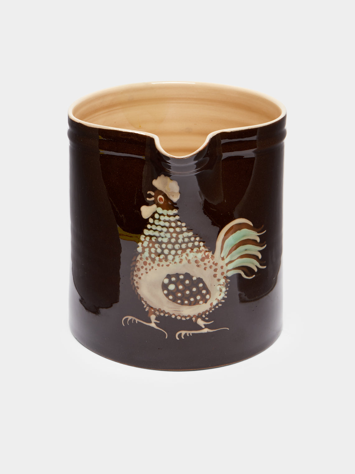 Poterie d’Évires - Chickens Hand-Painted Ceramic Straight-Edge Jug -  - ABASK