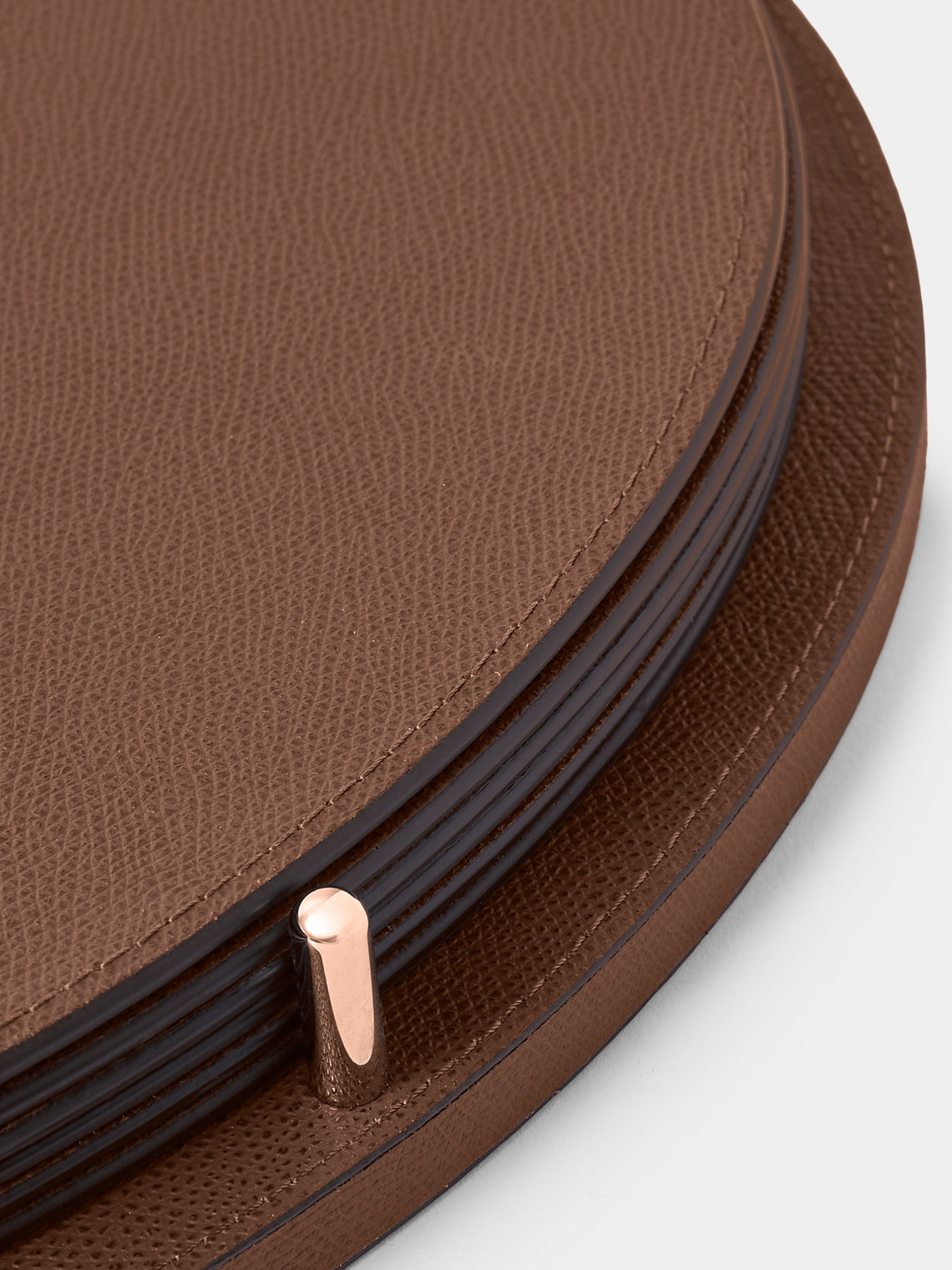 Giobagnara - David Leather Oval Reversible Placemats with Holder (Set of 6) - Brown - ABASK