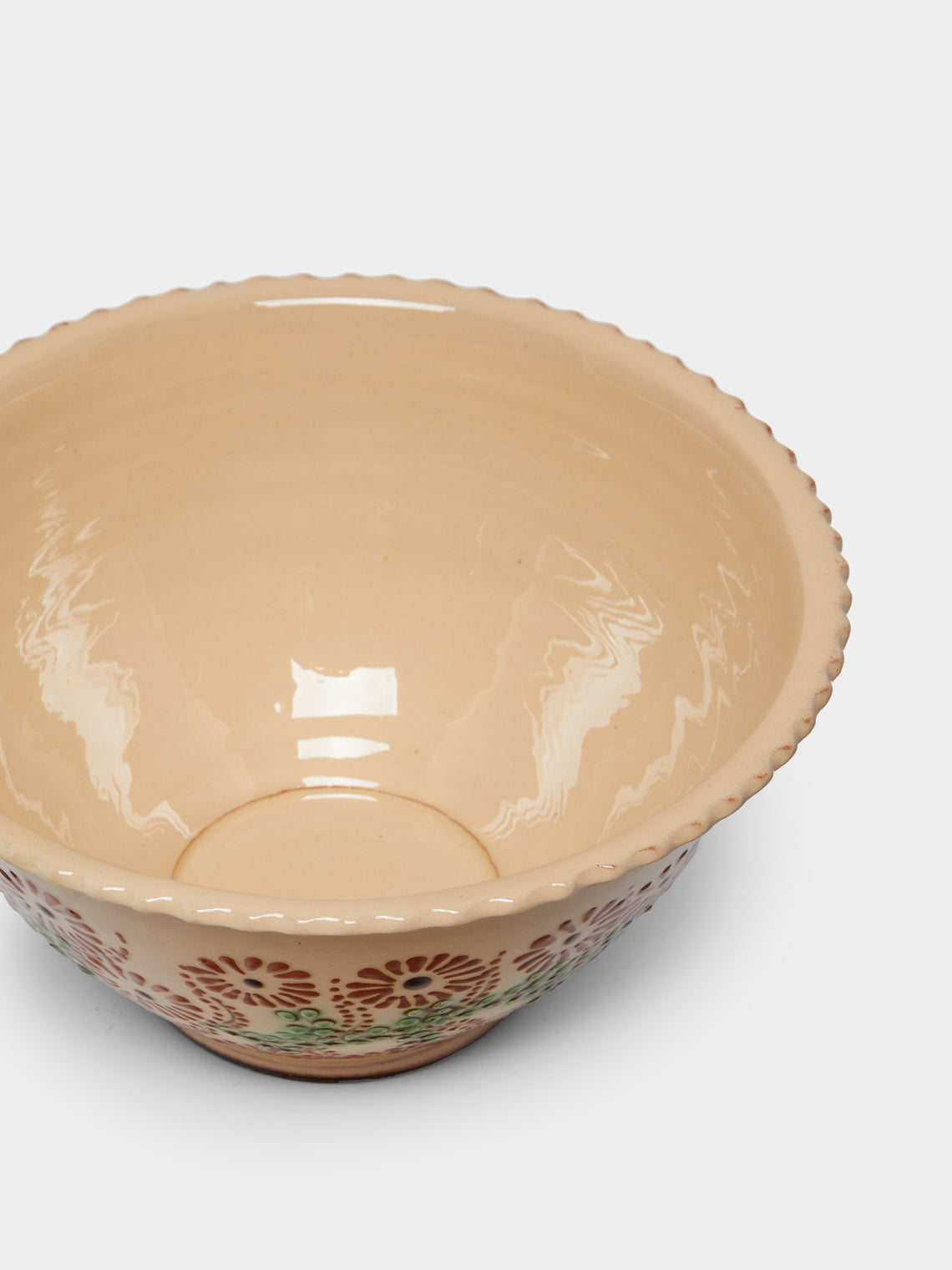 Poterie d’Évires - Flowers Hand-Painted Ceramic Fluted Bowl -  - ABASK