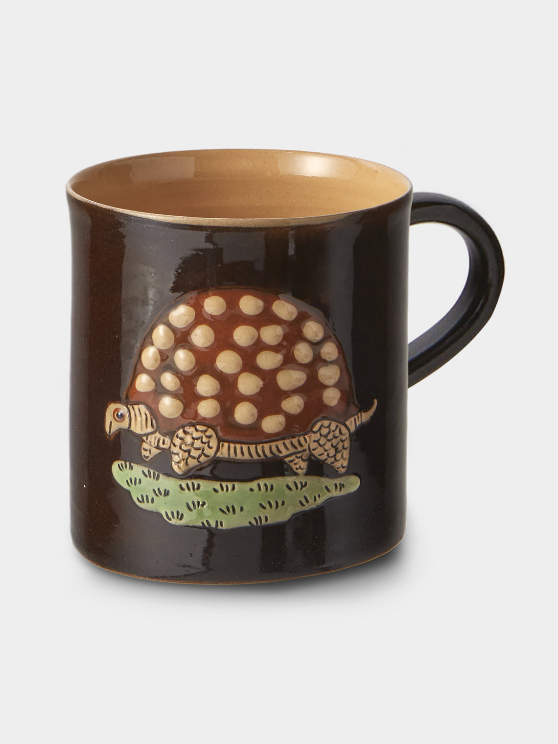 Poterie d’Évires - Animals Hand-Painted Ceramic Mugs (Set of 4) - Dark Brown - ABASK