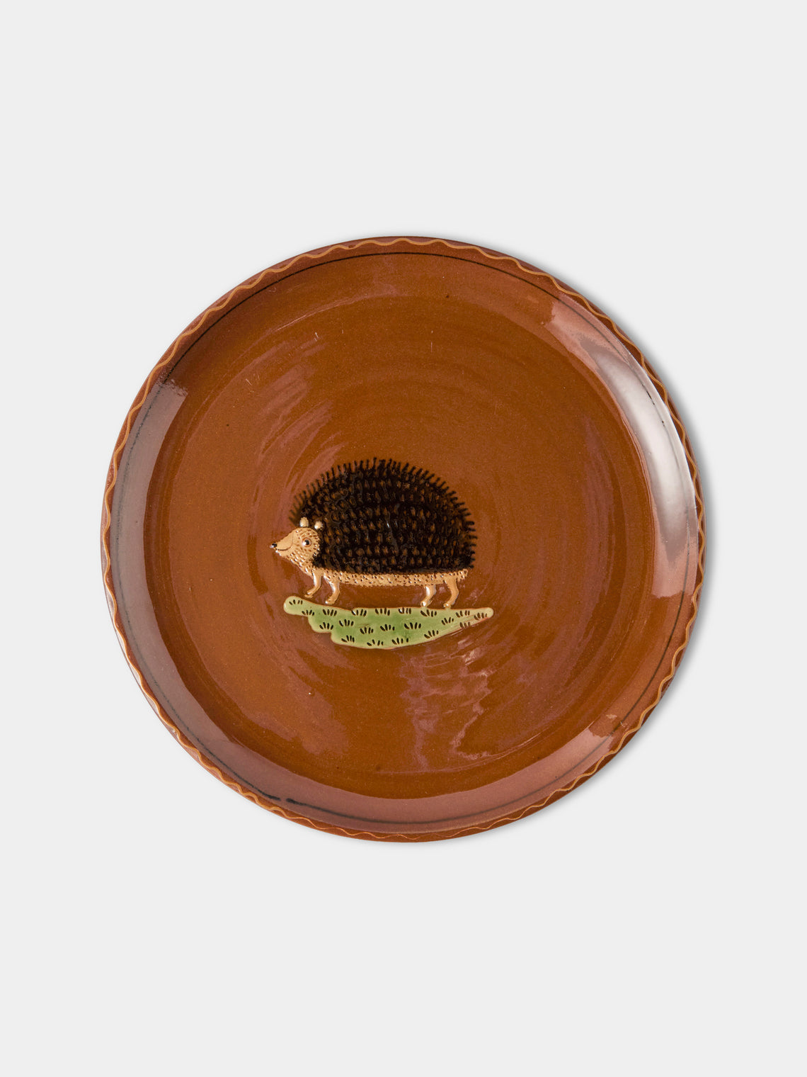 Poterie d’Évires - Animals Hand-Painted Ceramic Dinner Plates – 9.5in/24cm (Set of 4) - Light Brown - ABASK