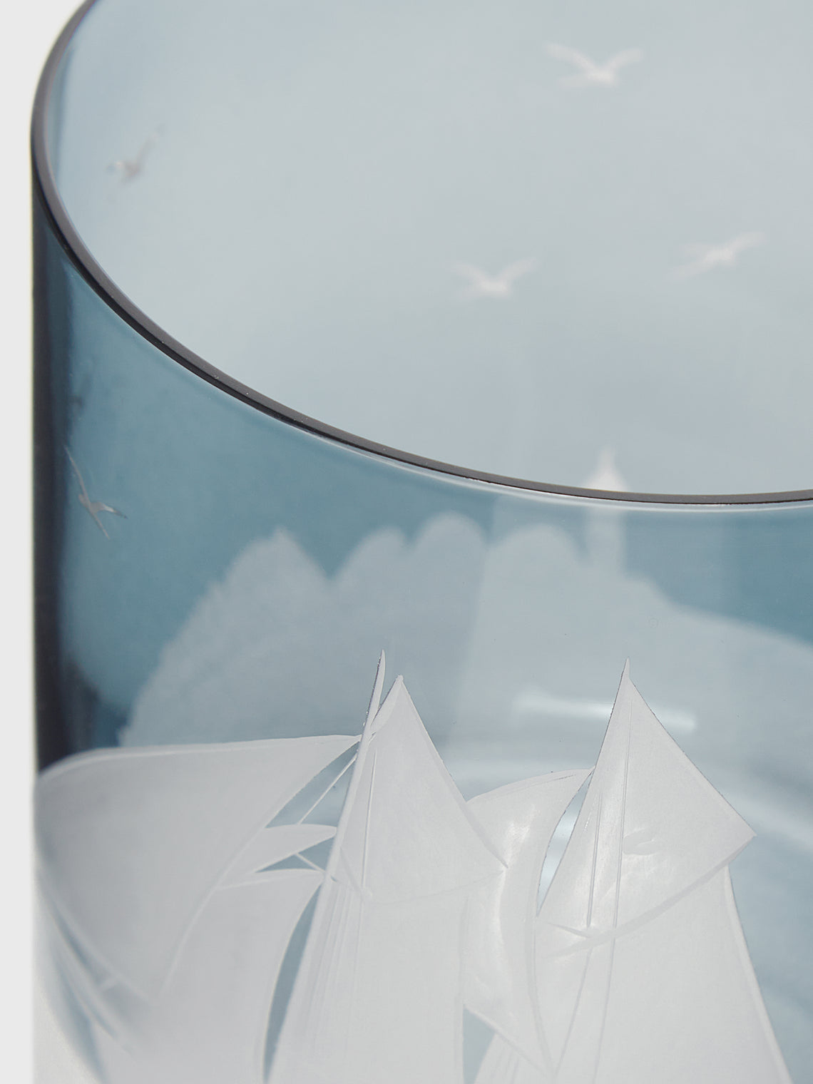 Artel - Golden Age of Yachting Hand-Engraved Crystal Double Old Fashioned Glass - Blue - ABASK