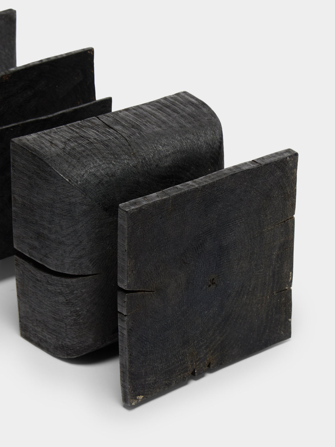 Jamie Gaunt Designs - Totem Hand-Carved Wood Candle Holder - Black - ABASK