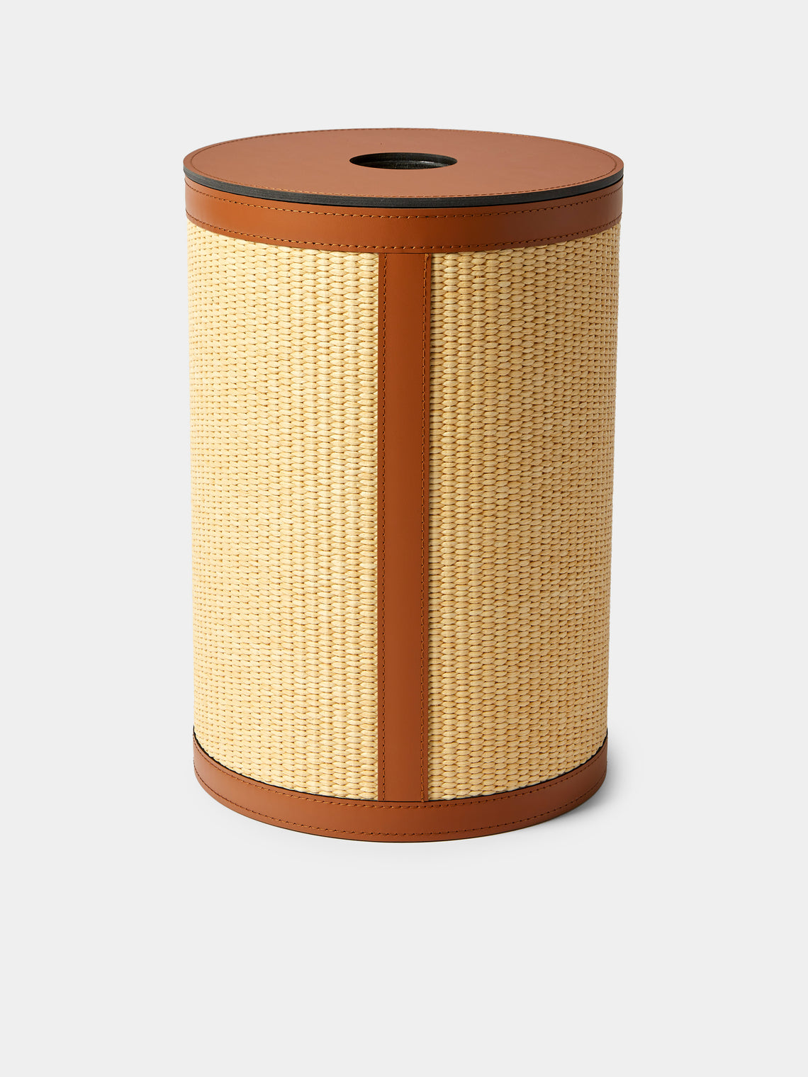 Pinetti - Aurora Leather Lidded Wastepaper Basket - Camel - ABASK - 