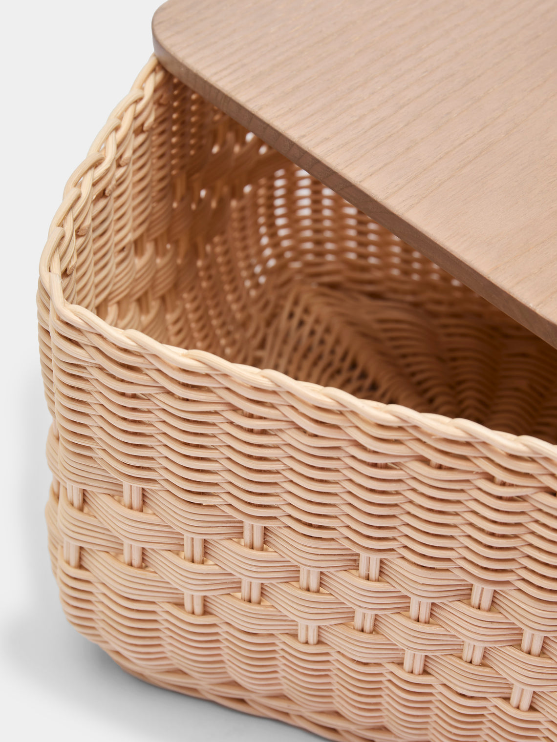 Mila Maurizi - Coralia Handwoven Wicker and Wood Lidded Container -  - ABASK