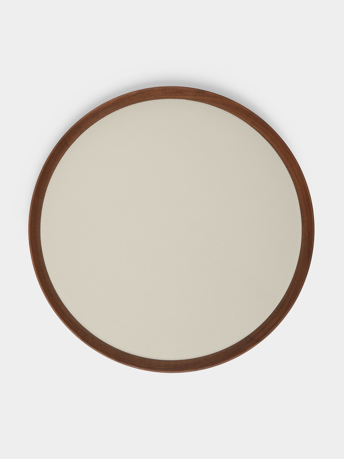 Giobagnara x Poltrona Frau - Walnut and Leather Round Tray (16.5in/42cm) - Beige - ABASK - 