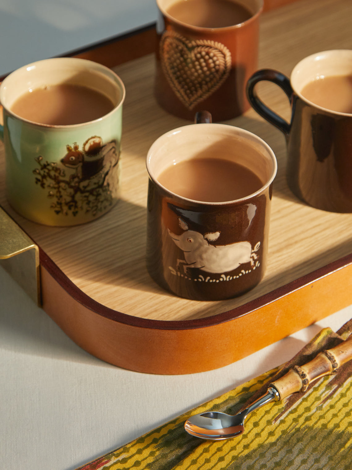 Poterie d’Évires - Animals Hand-Painted Ceramic Mugs (Set of 4) -  - ABASK