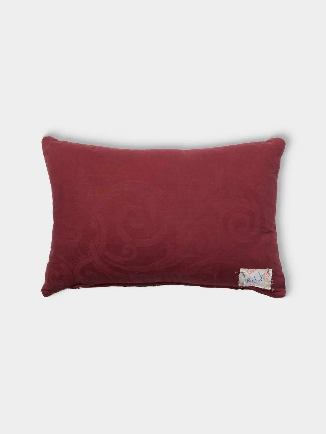 By Walid - 19th-Century Victorian Needlepoint Wool, Linen and Damask Cushion (19.5in/50cm) - Multiple - ABASK