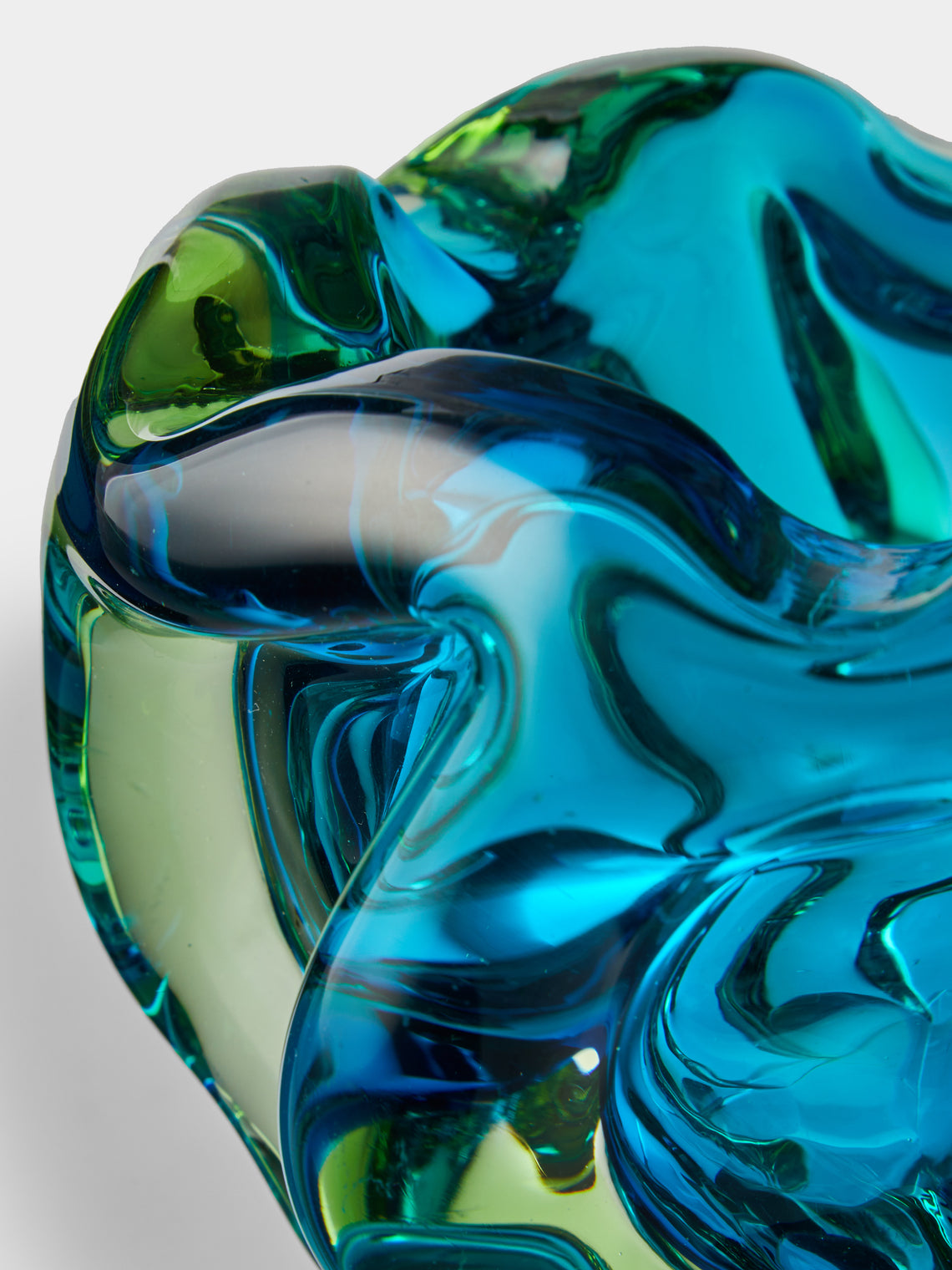 Antique and Vintage - Mid-Century Czech Glass Ashtray - Blue - ABASK